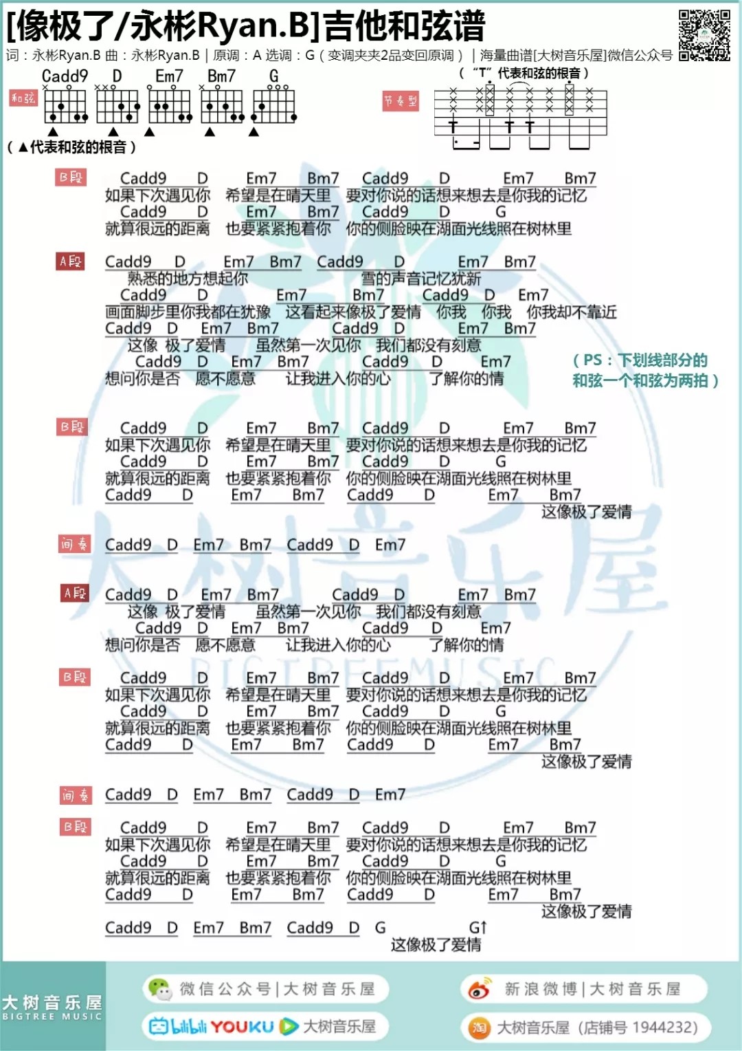 像极了吉他谱大树音乐屋