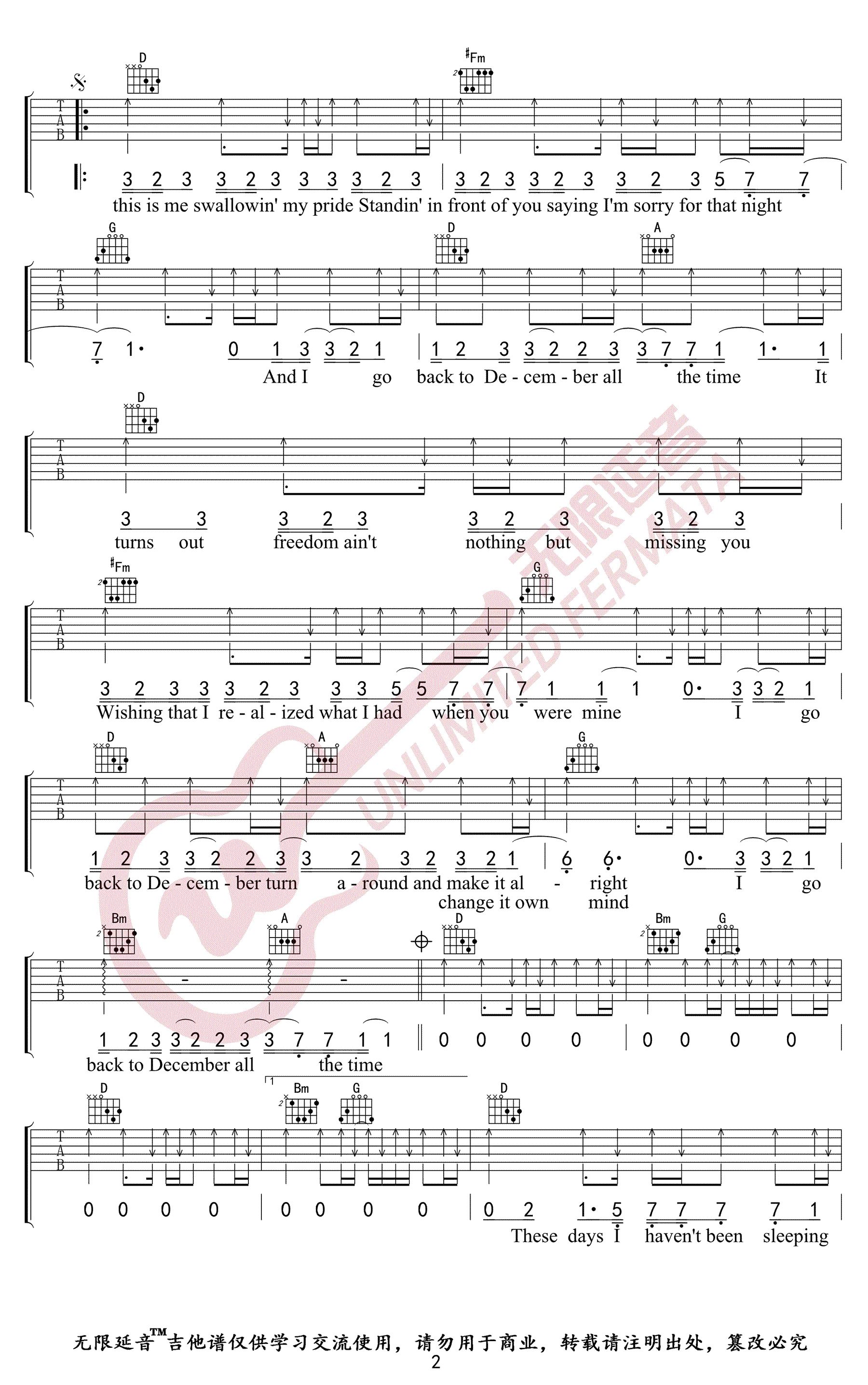 BackToDecember吉他谱第(2)页