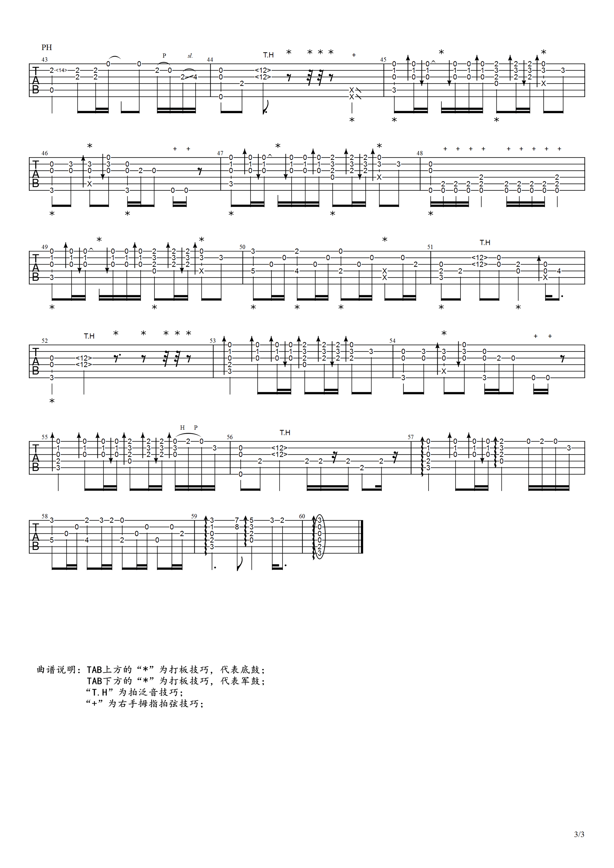 灰色轨迹指弹吉他谱指弹演示视频第(3)页