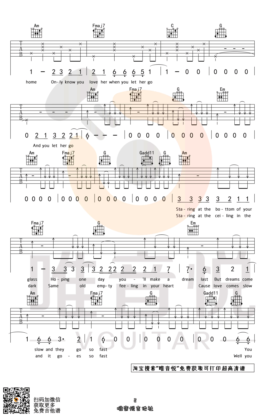 LetHerGo吉他谱C调原版第(2)页