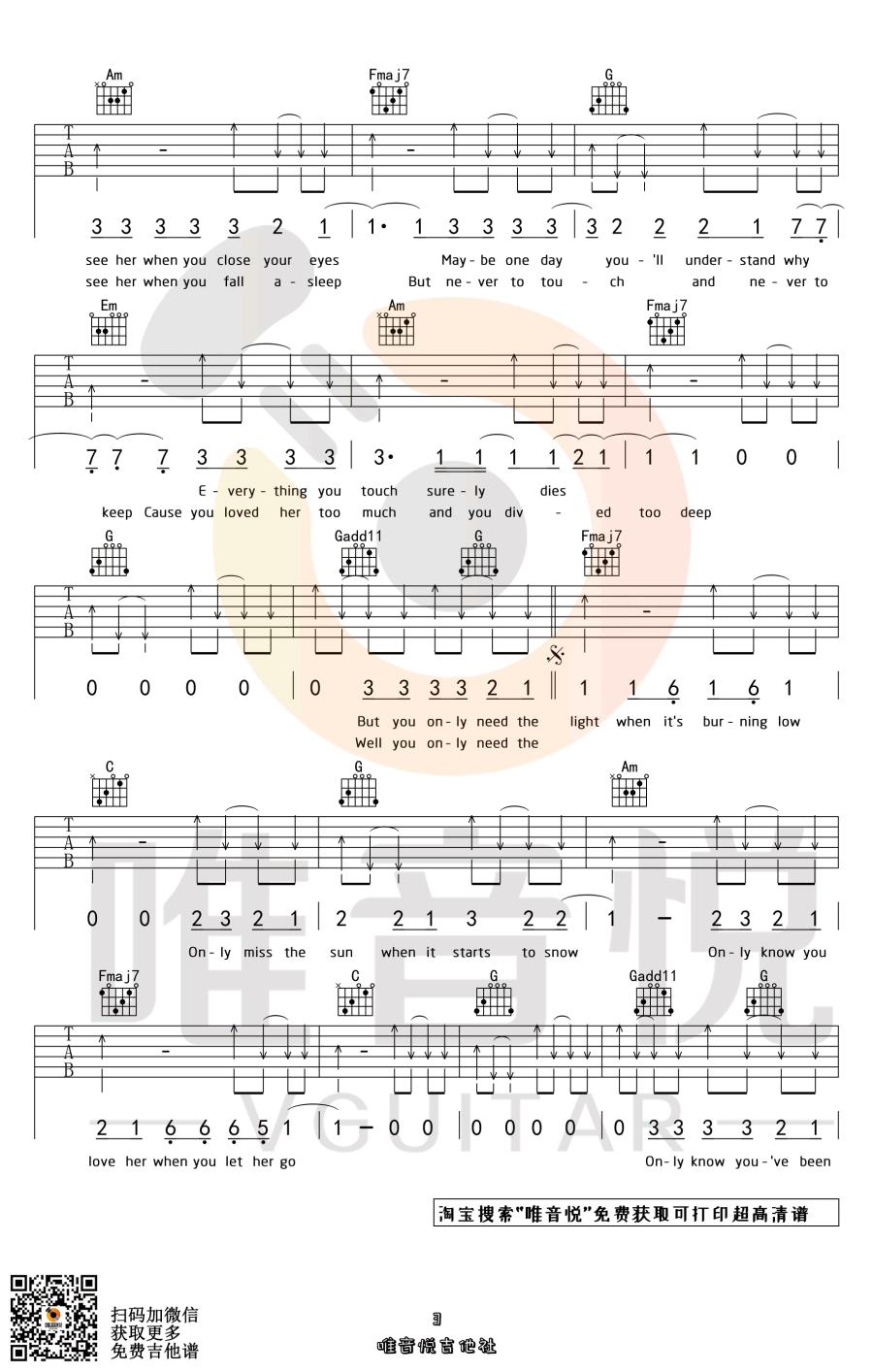 LetHerGo吉他谱C调原版第(3)页