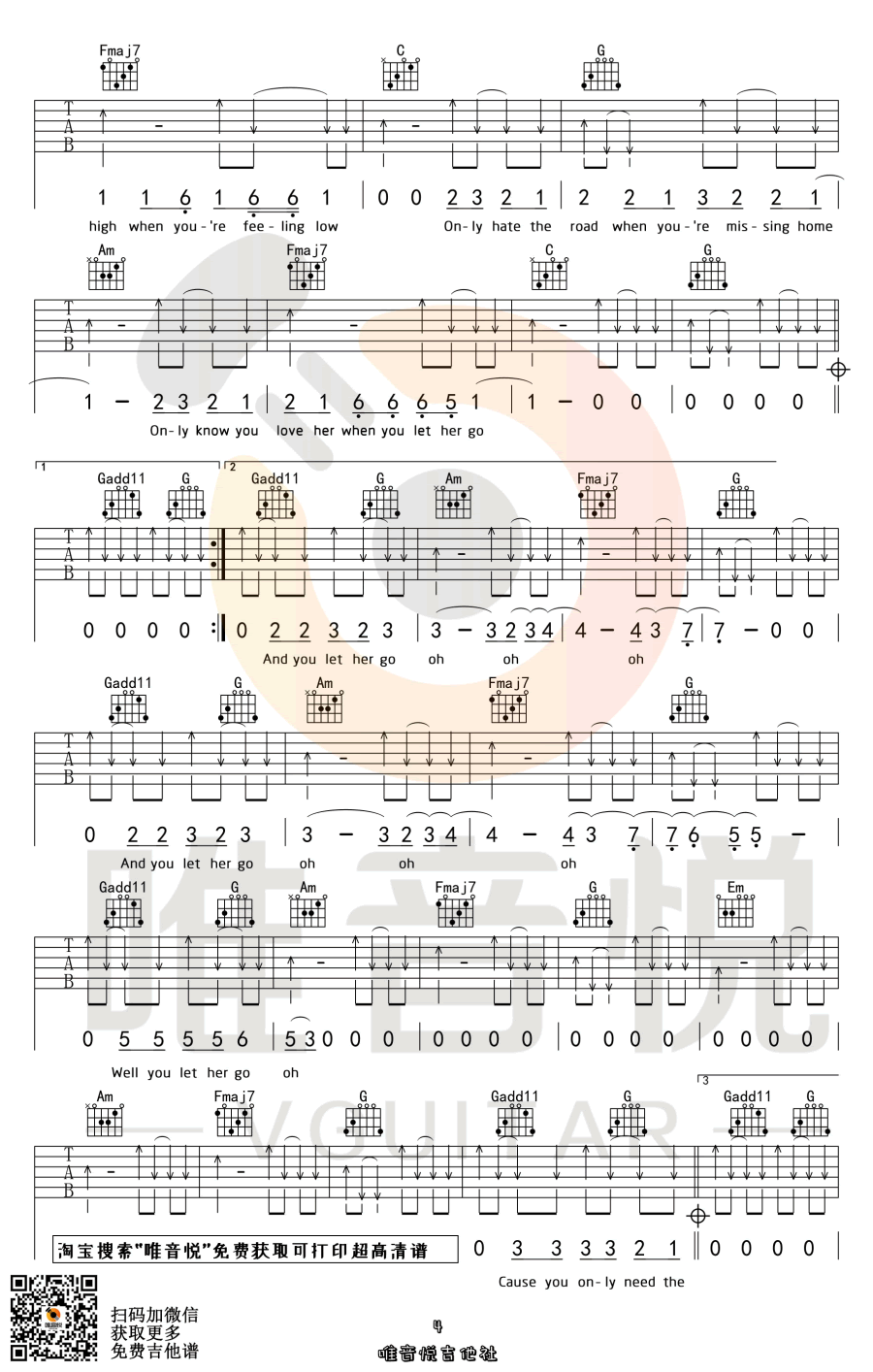 LetHerGo吉他谱C调原版第(4)页