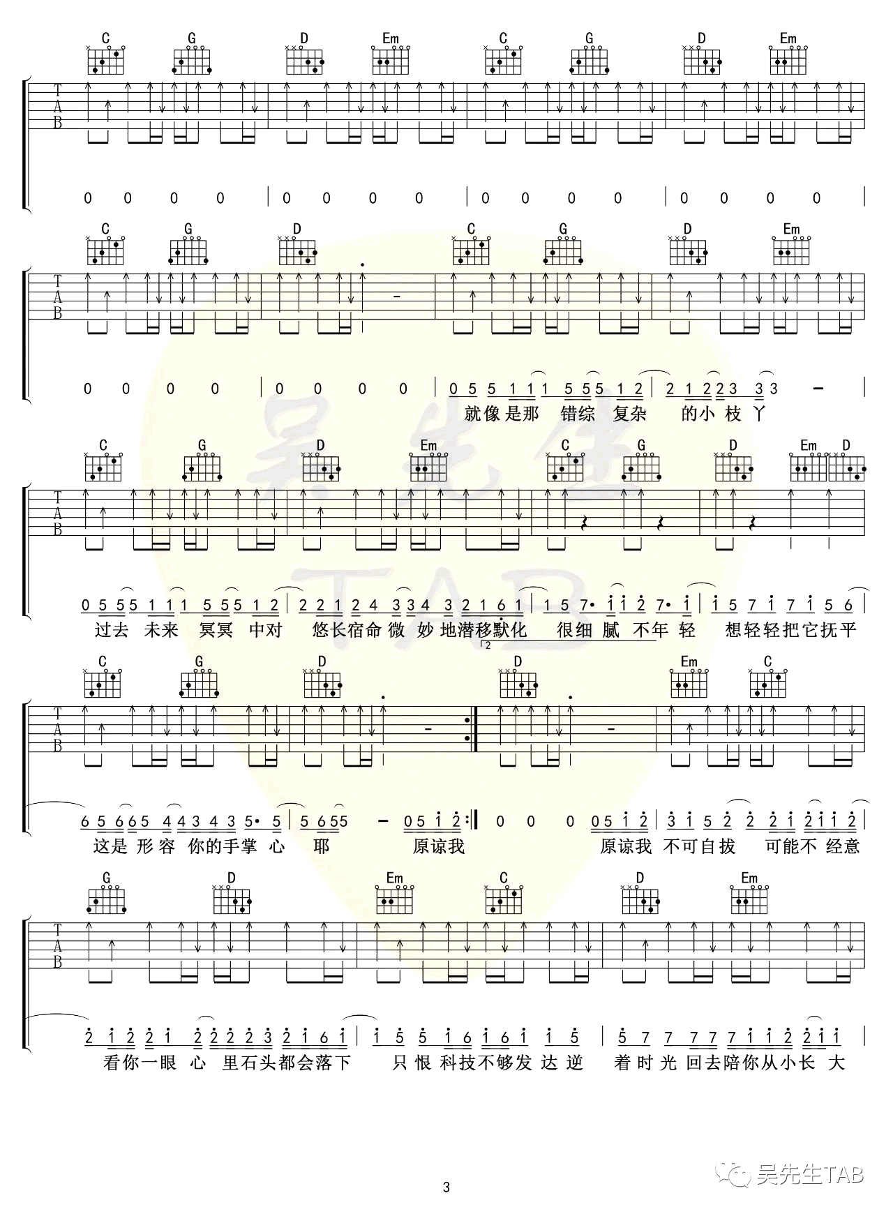 形容吉他谱G调吴先生第(3)页