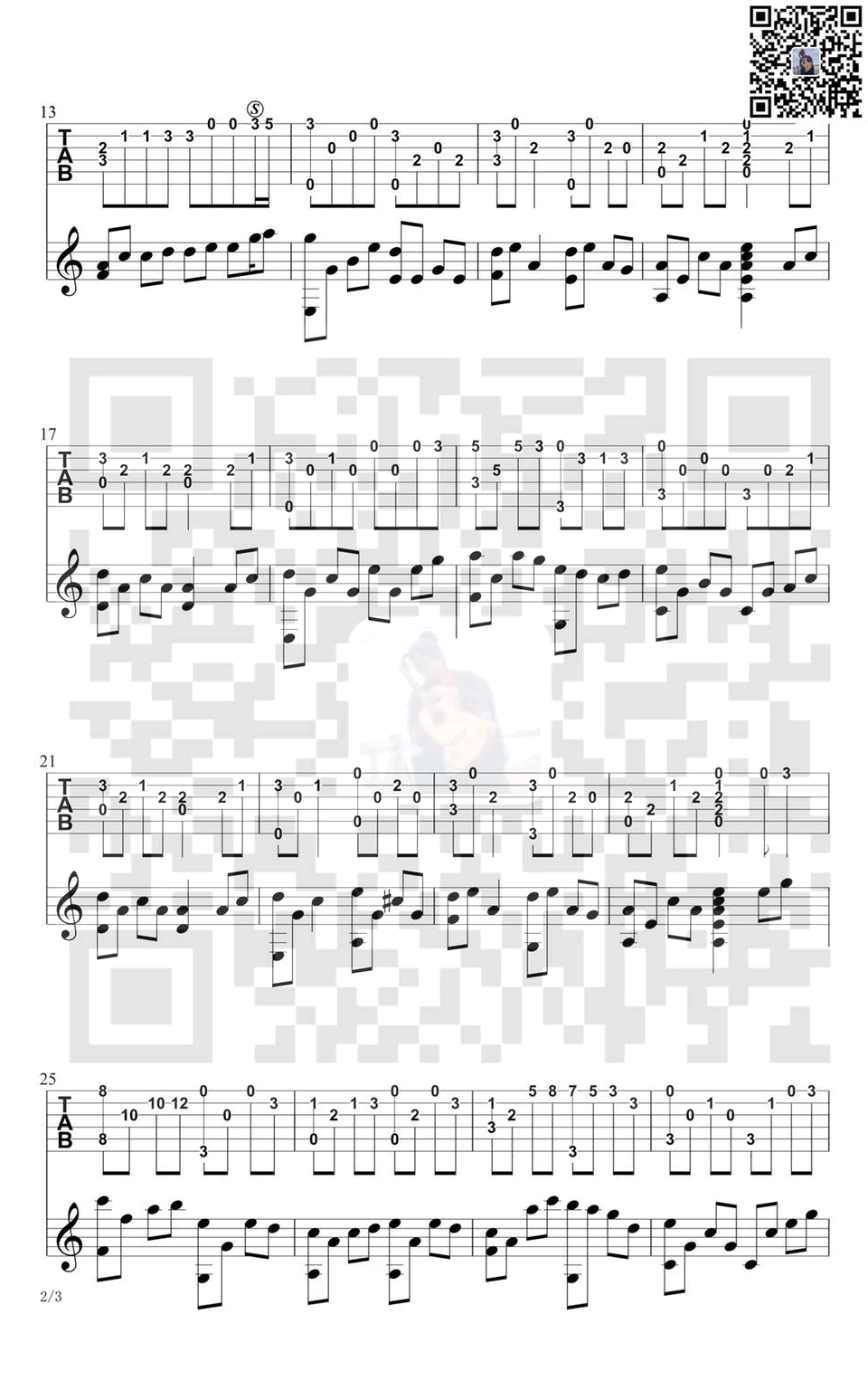 大鱼指弹吉他谱中国风独奏谱第(2)页