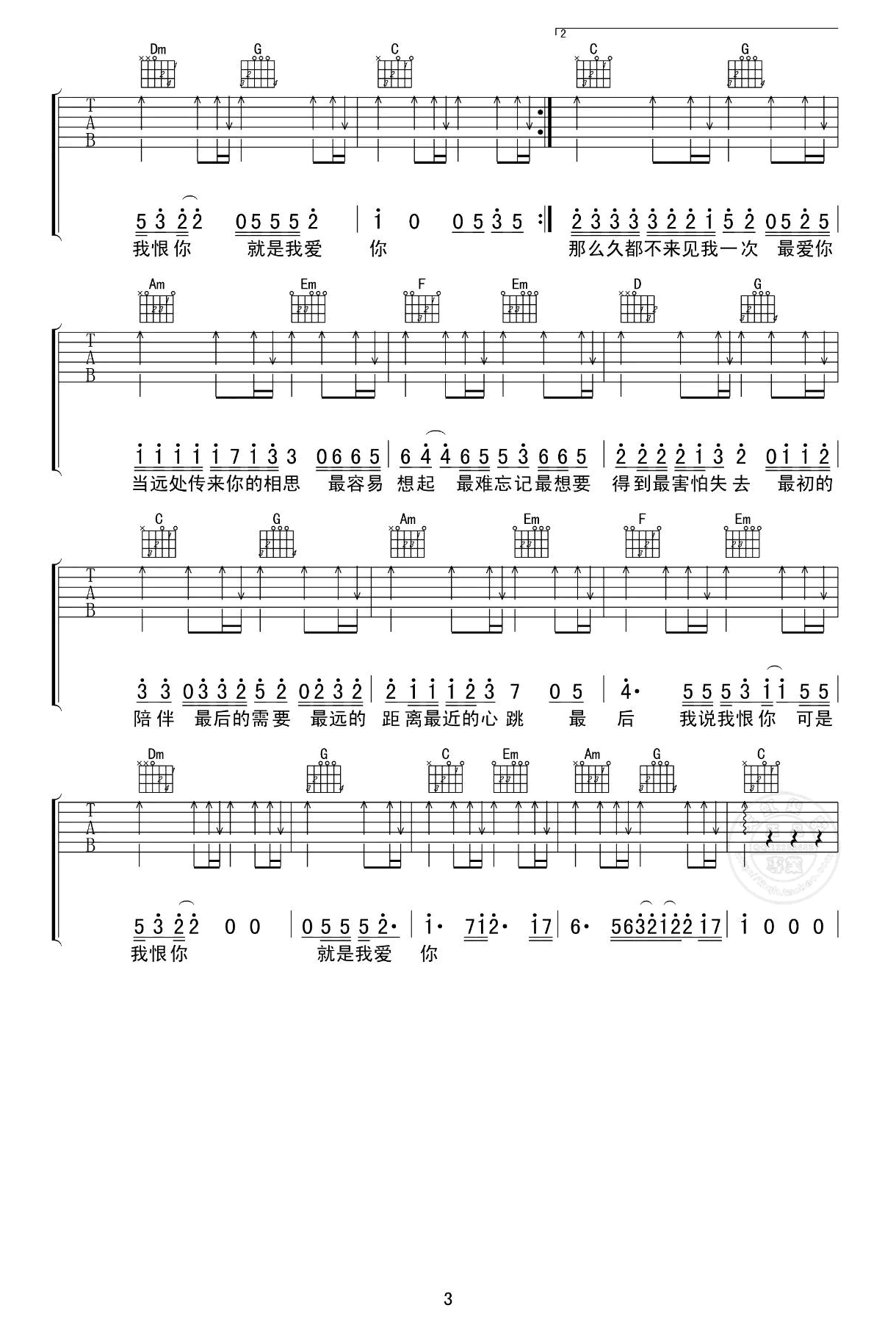 最天使吉他谱C调抖音热门歌曲第(3)页