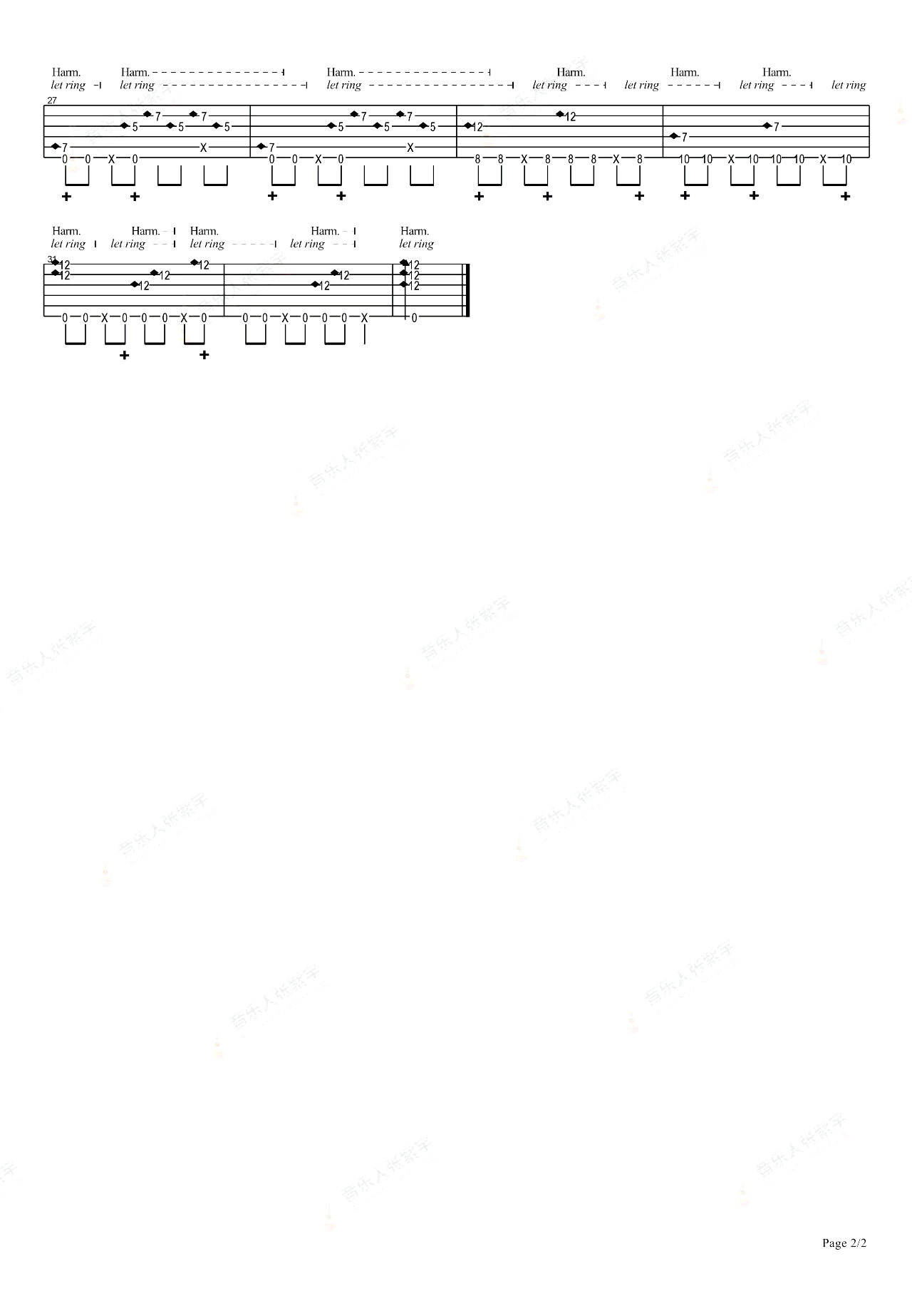 黑人抬棺指弹吉他谱《Astronomia》泛音版吉他指弹教学第(2)页