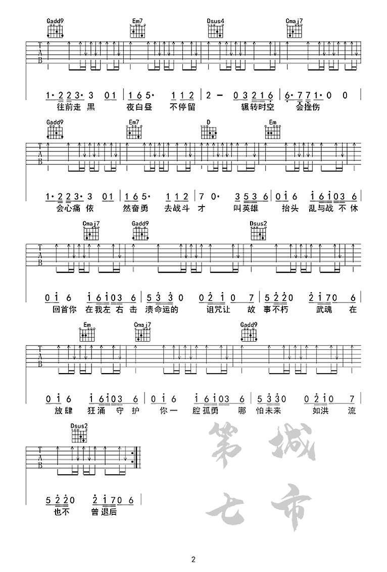 破茧吉他谱C调斗罗大陆主题曲第(2)页
