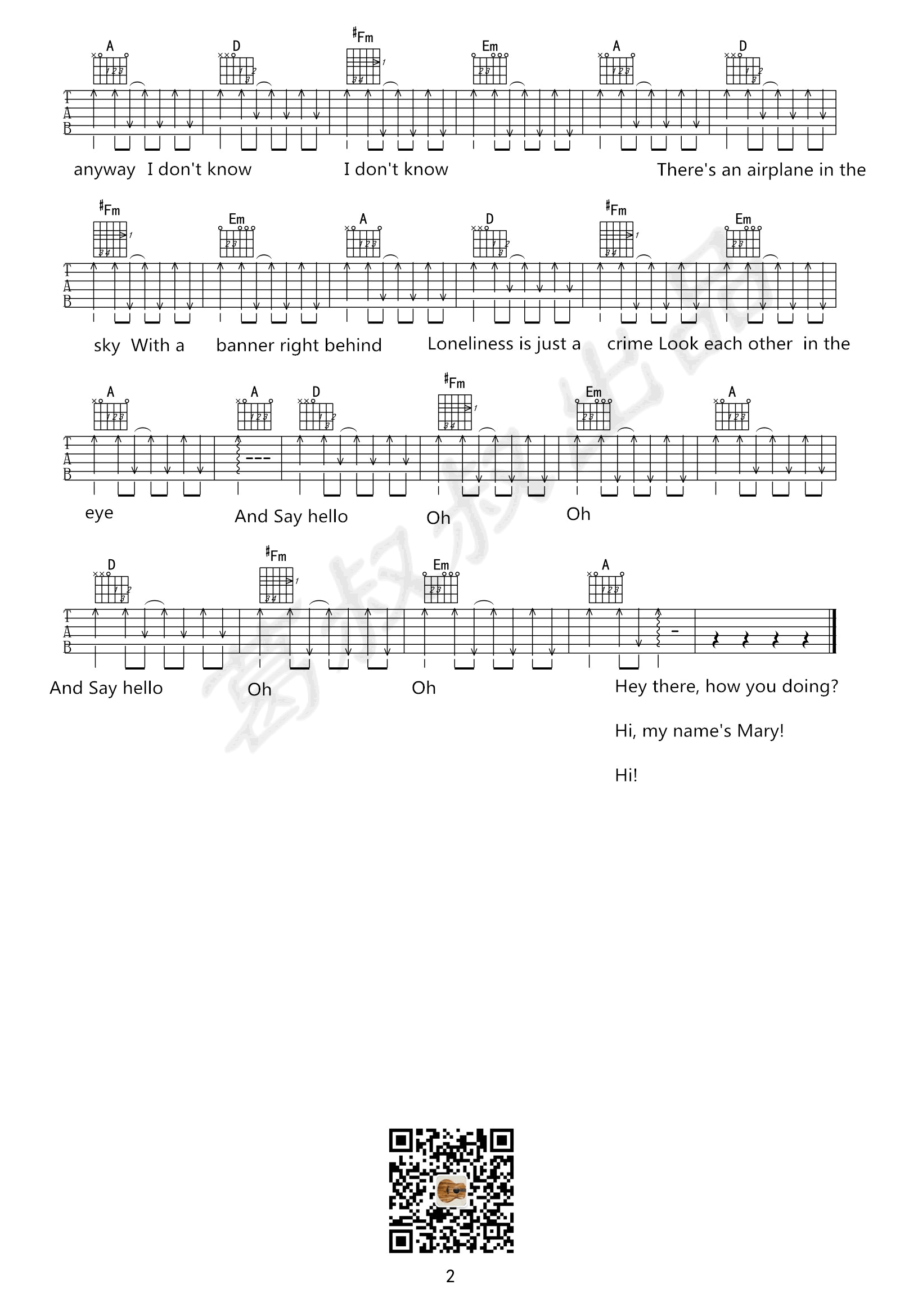 SayHello吉他谱第(2)页