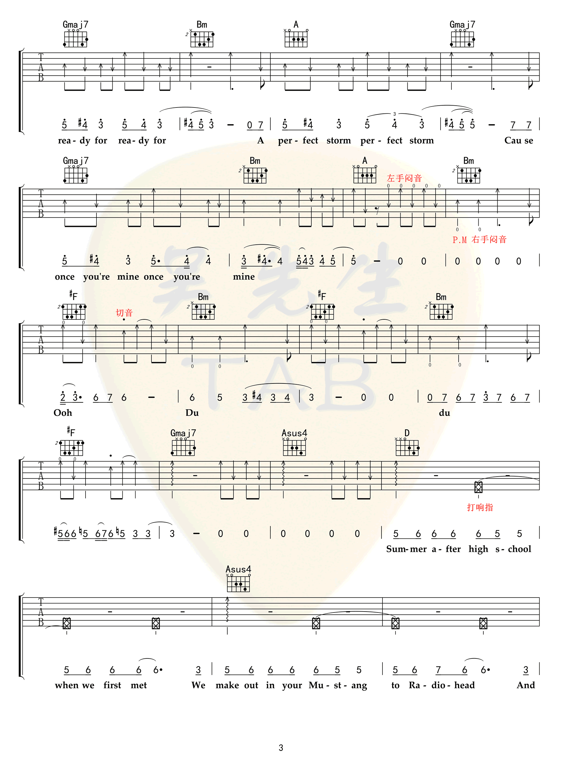 DarkHorse吉他谱抖音转音版G调弹唱谱第(3)页