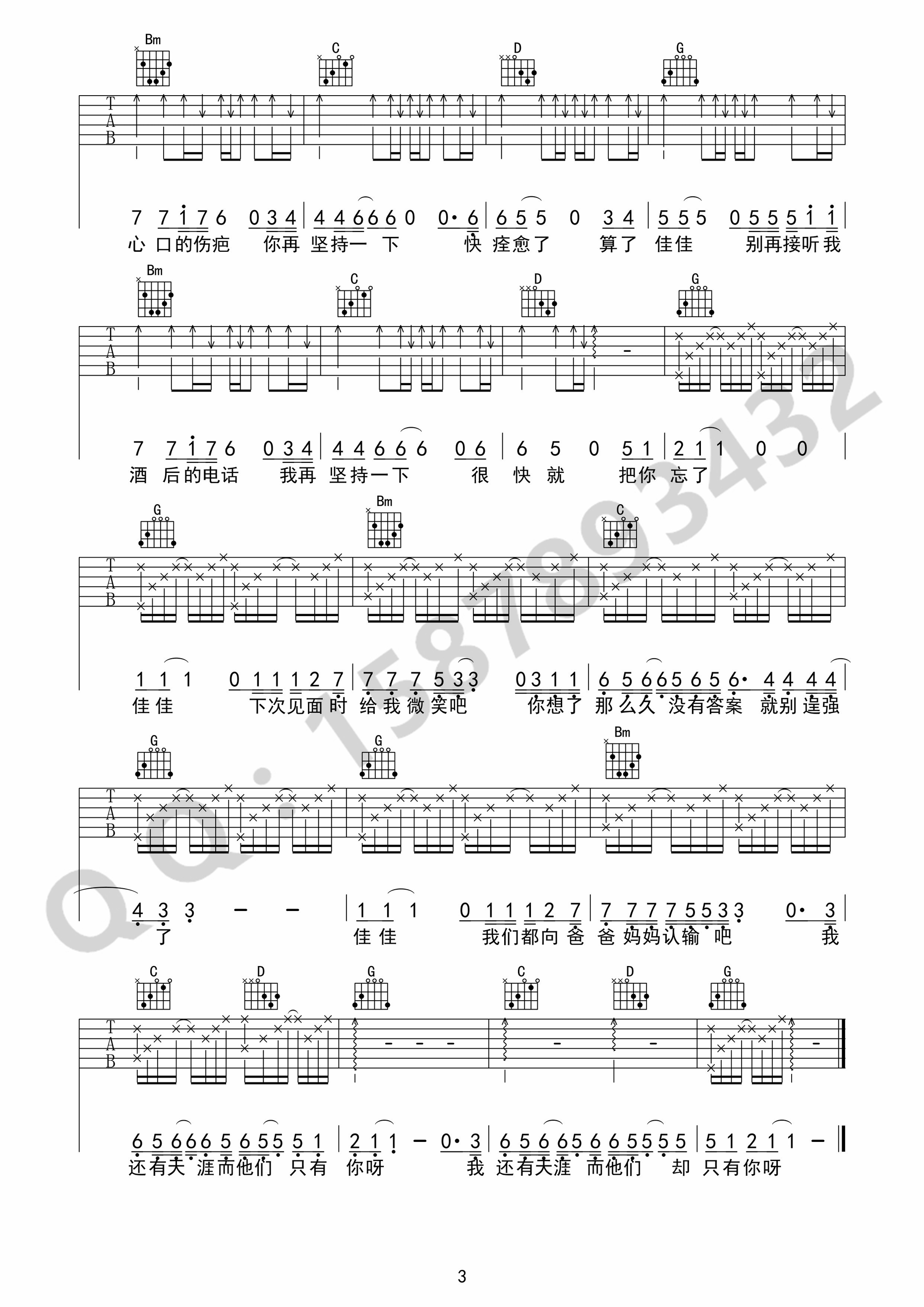 佳佳吉他谱第(3)页