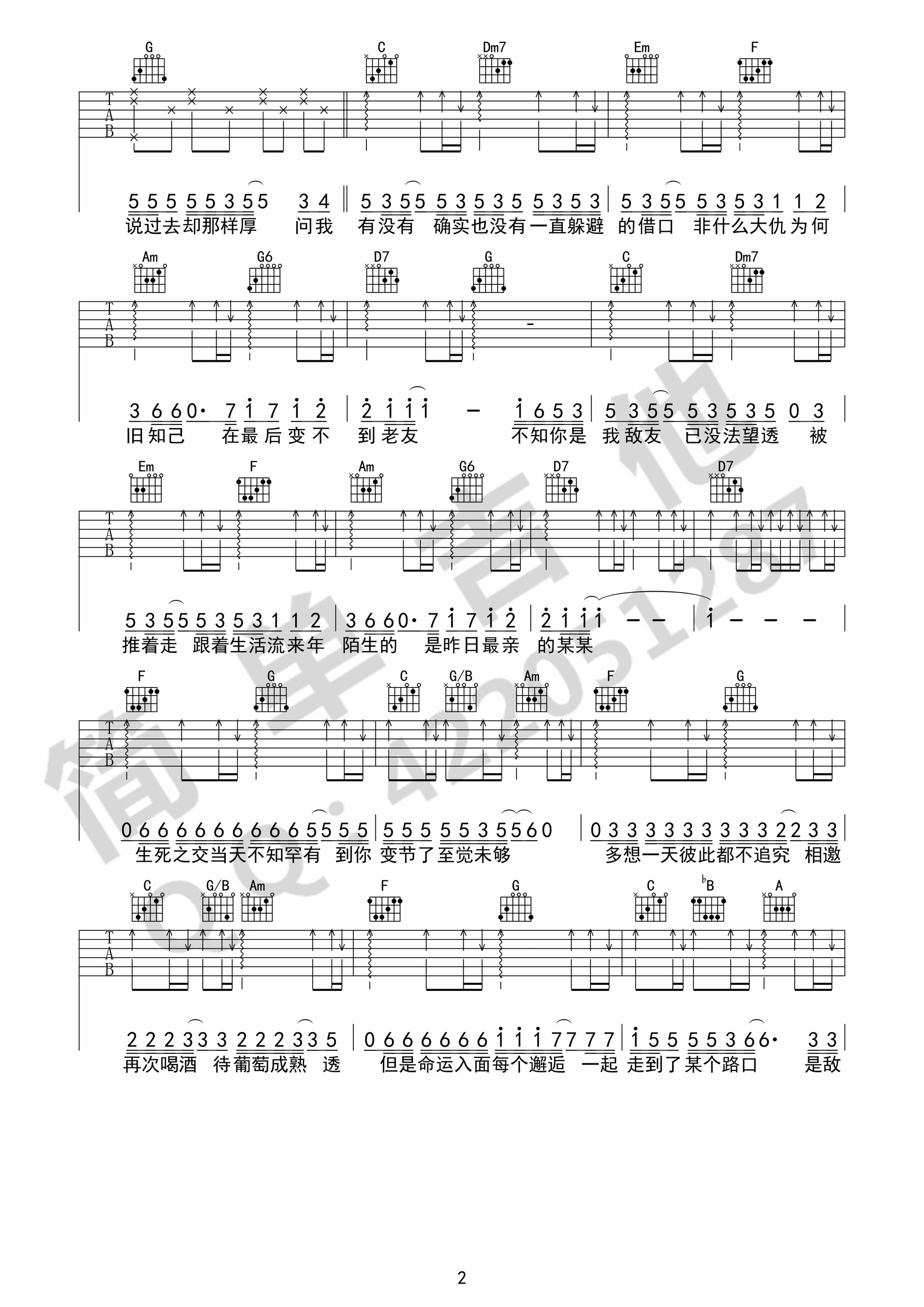 最佳损友吉他谱第(2)页