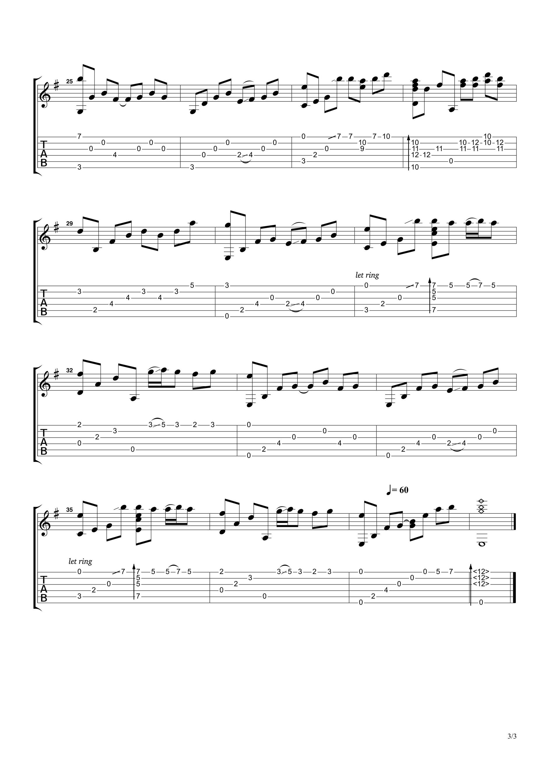 夜的钢琴曲5指弹吉他谱第(3)页